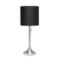Lighting Business Brushed Nickel Tapered Table Lamp with Black Fabric Drum Shade LI2519931